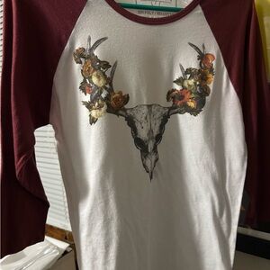 Riot Society Burgundy Floral Antler Graphic Tee